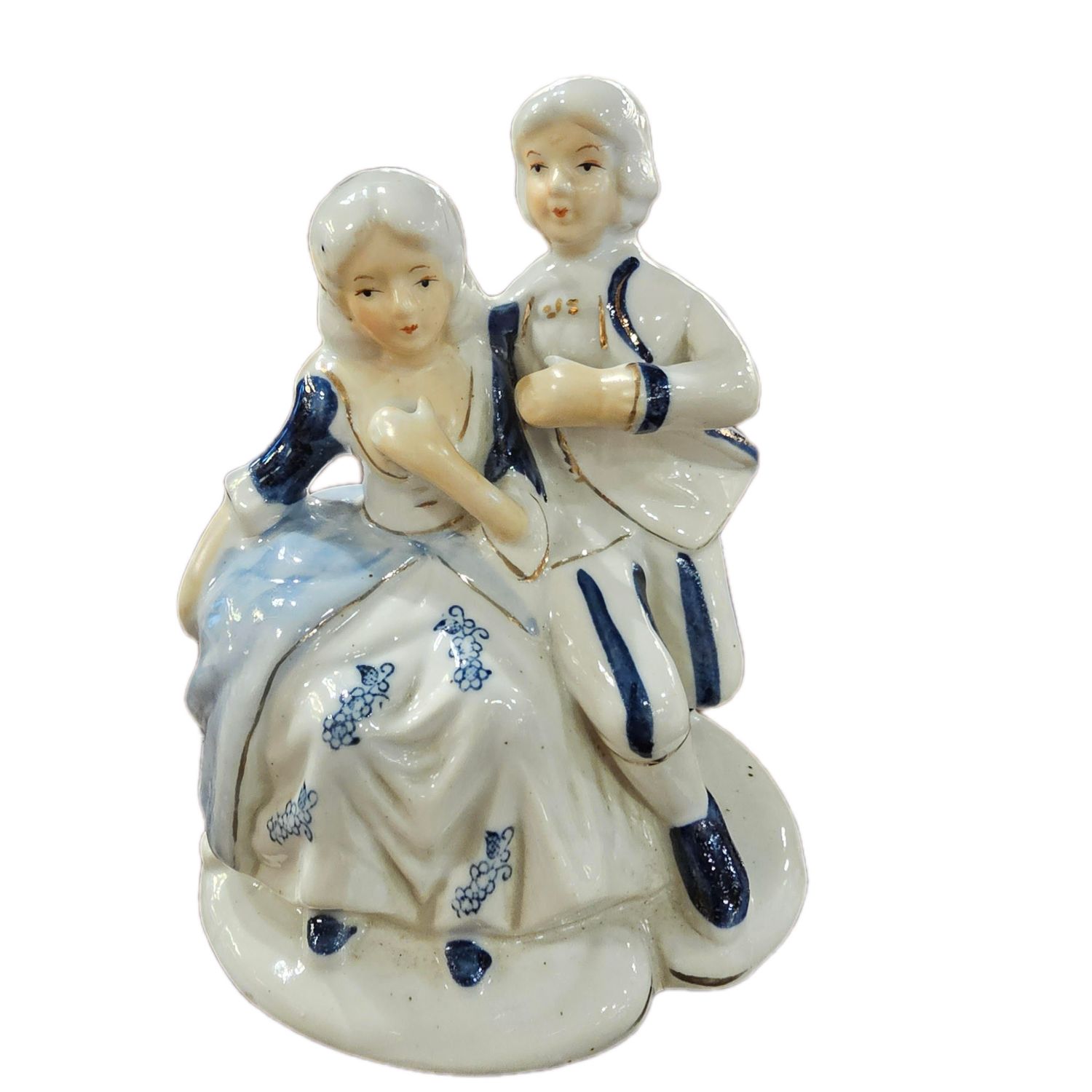 VINTAGE PORCELAIN FIGURINE DEPICTING A COUPLE, PORCELAIN LOVERS FIGURINE COLONIAL COUPLR FIGURINE