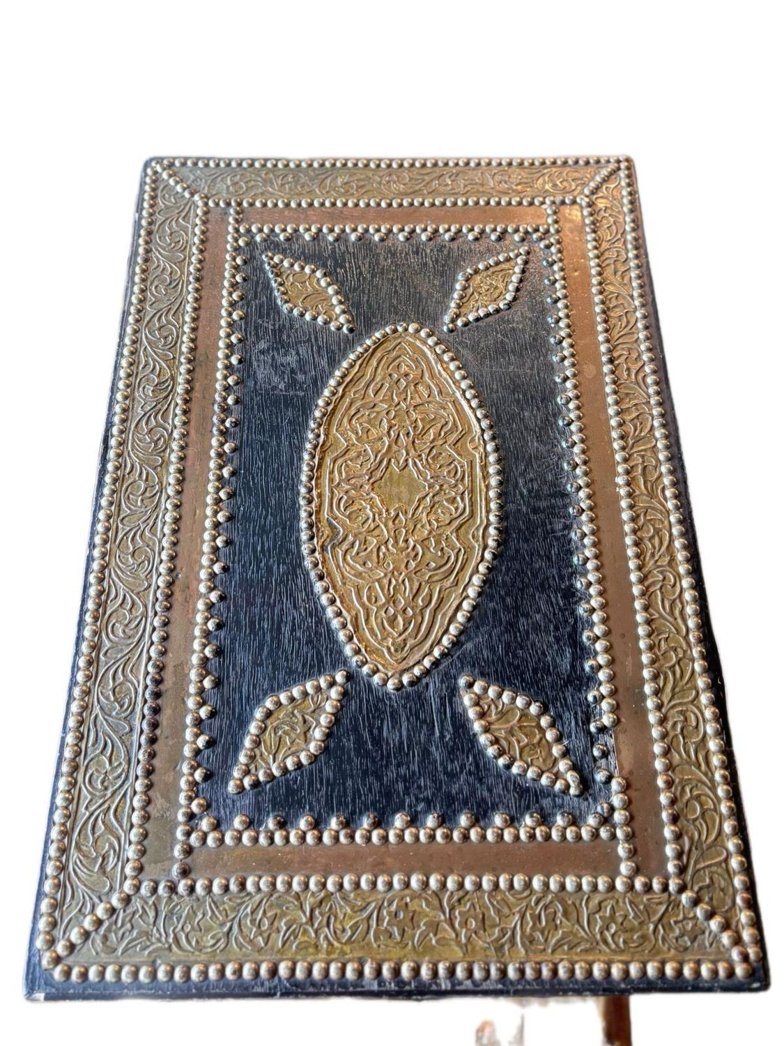 BLACK BRASS HAMMERED STUDDED