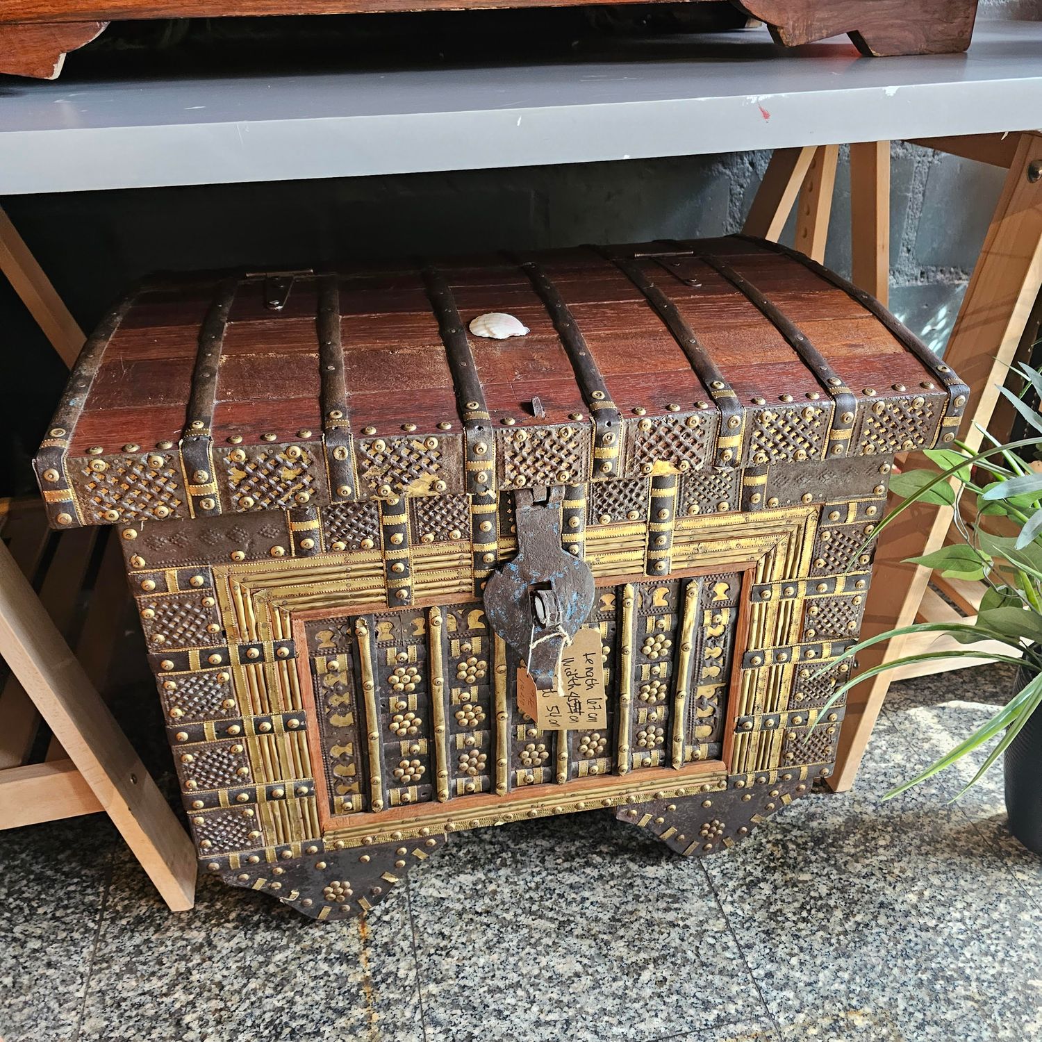 WOODEN STUDDED BRASS HOPE CHEST