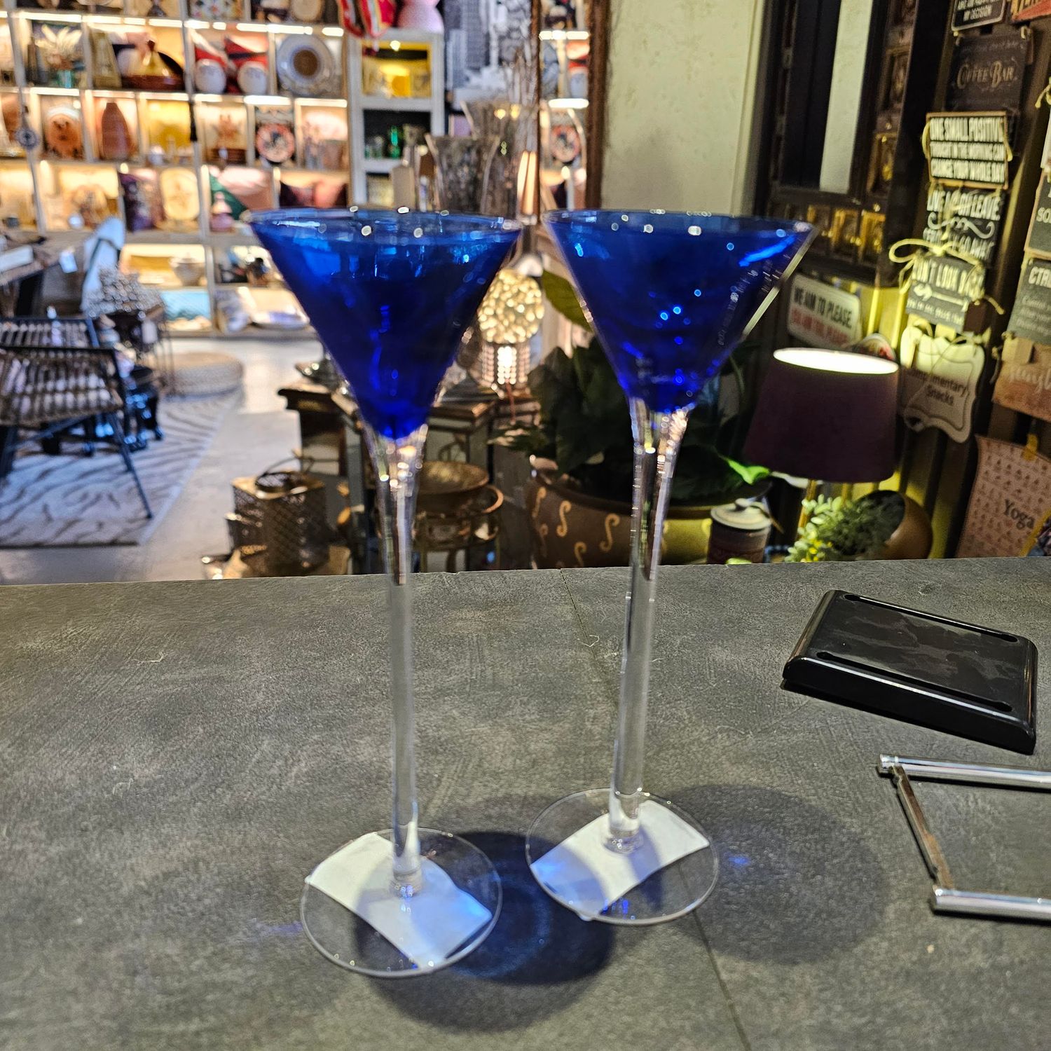 VINTAGE COBALT BLUE GLASS BONBONNEIRE GOBLET