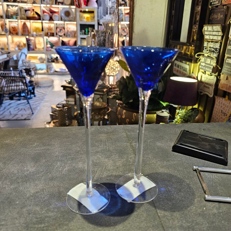 VINTAGE COBALT BLUE GLASS BONBONNEIRE GOBLET