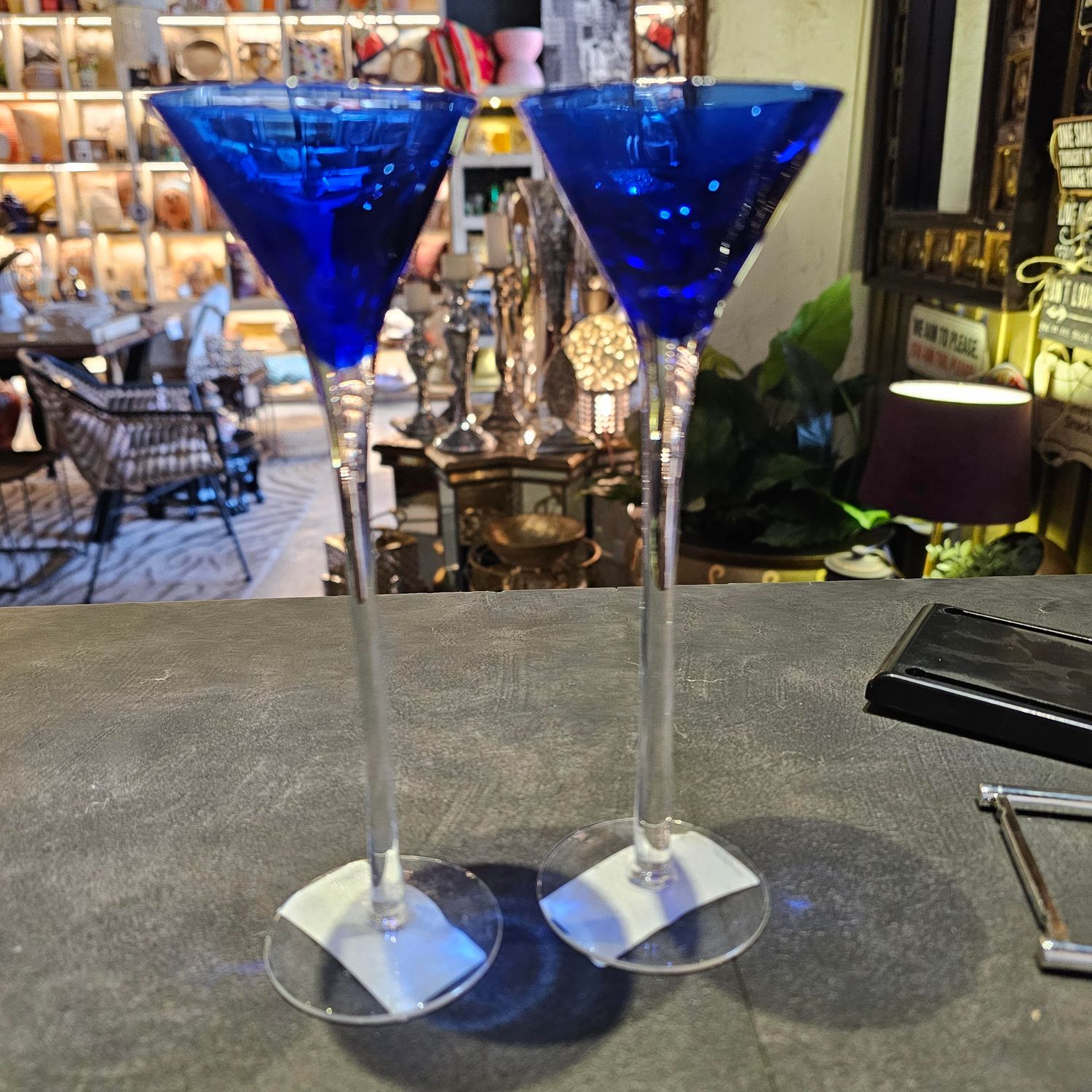 VINTAGE COBALT BLUE GLASS BONBONNEIRE GOBLET