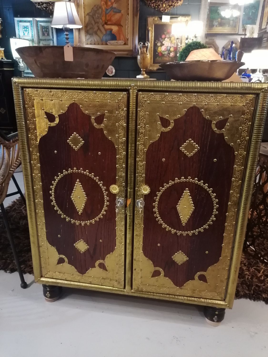 ANTIQUE WOODEN INDIAN  CABINET