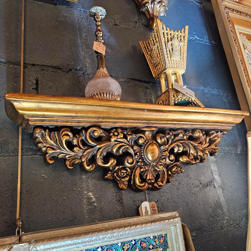 GOLD GILDED VINTAGE CONSOLE SHELF