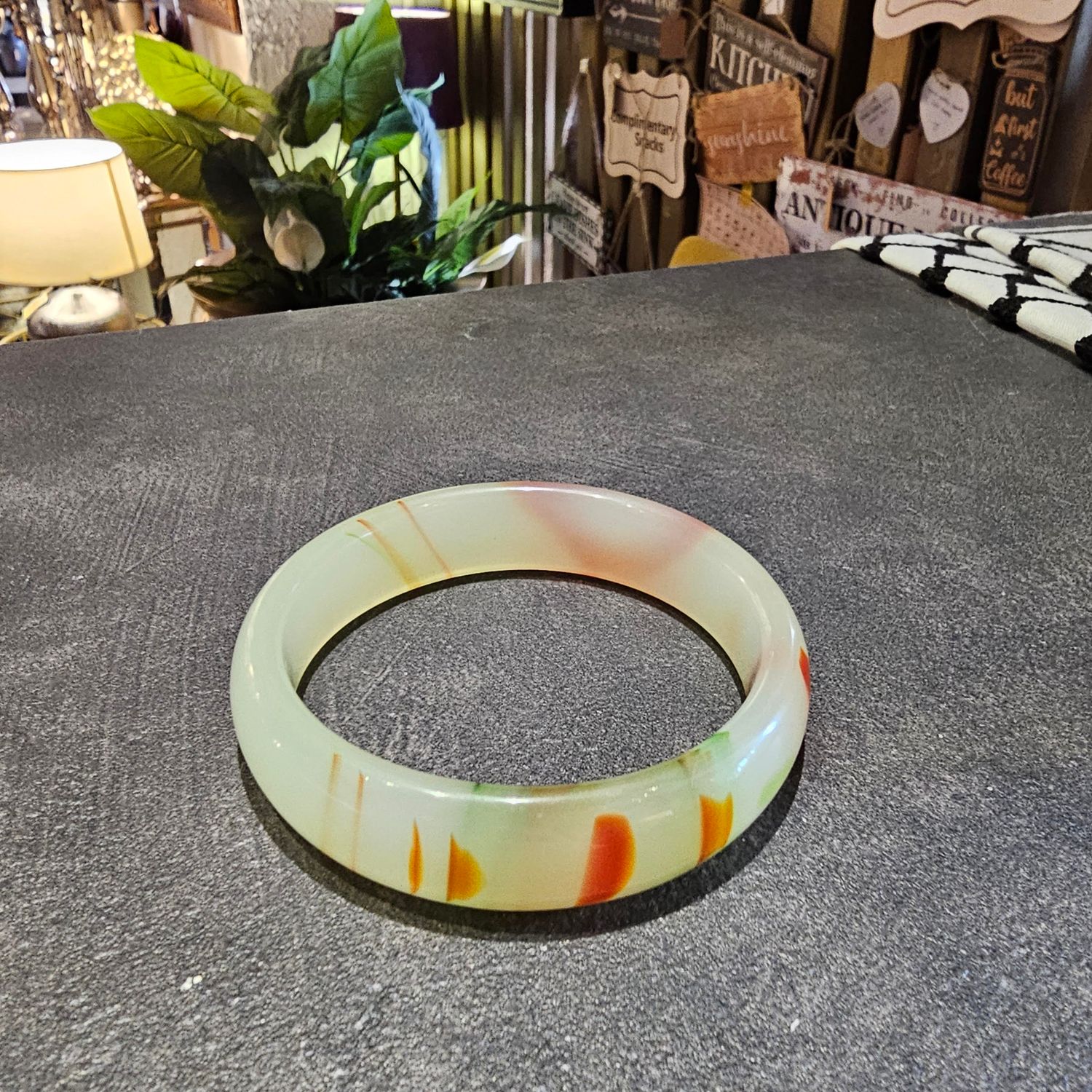 A NATURAL COLORFUL JADE BANGLE BRACELET