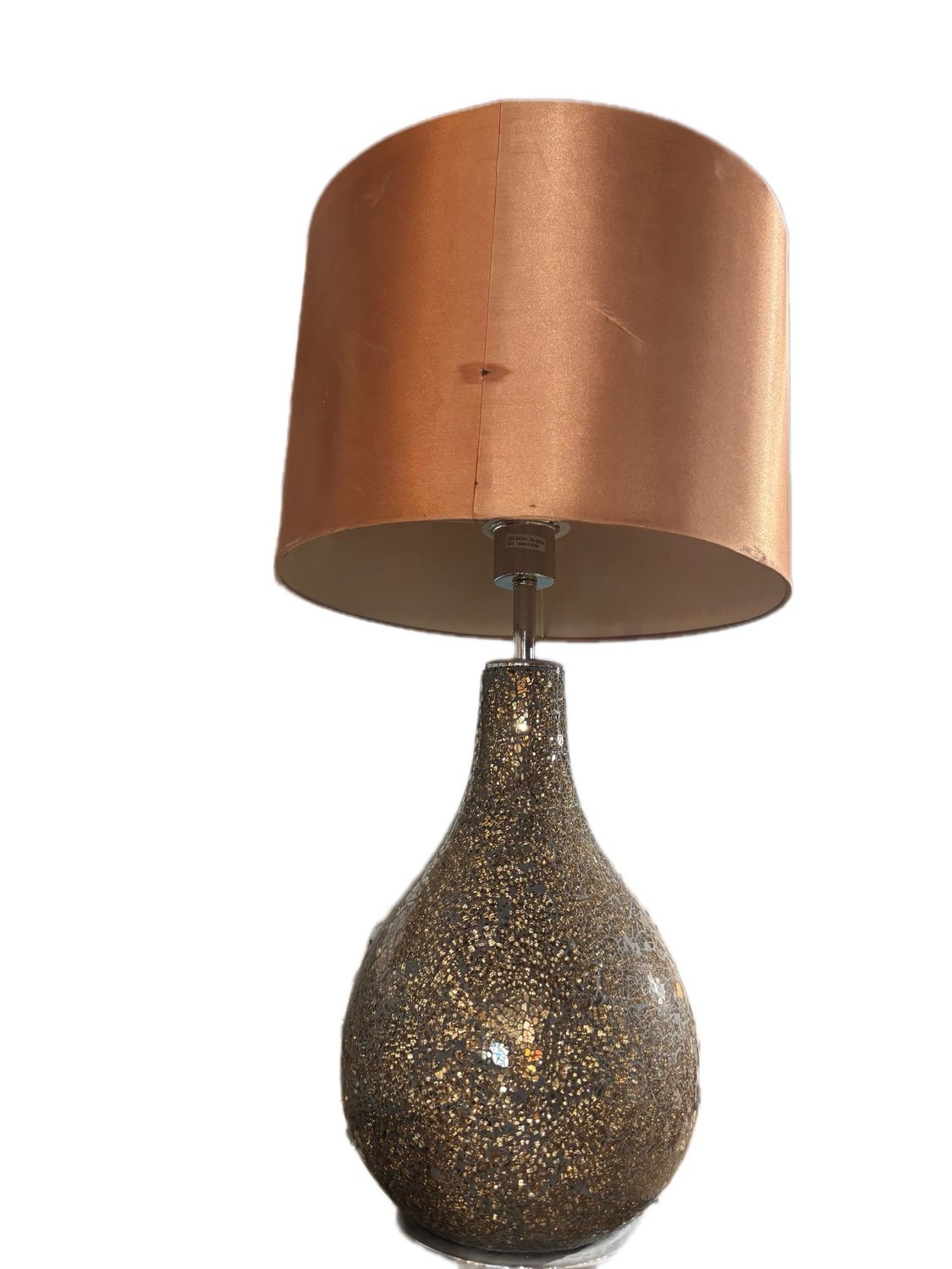 WIGY TABLE LAMP WITH A SILVER MOSAIC BASE AND  METALLIC BROWN SHADE