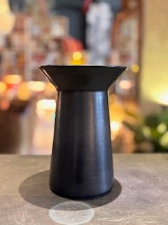 IKEA Black Matte Stoneware Pillar Candle Holder