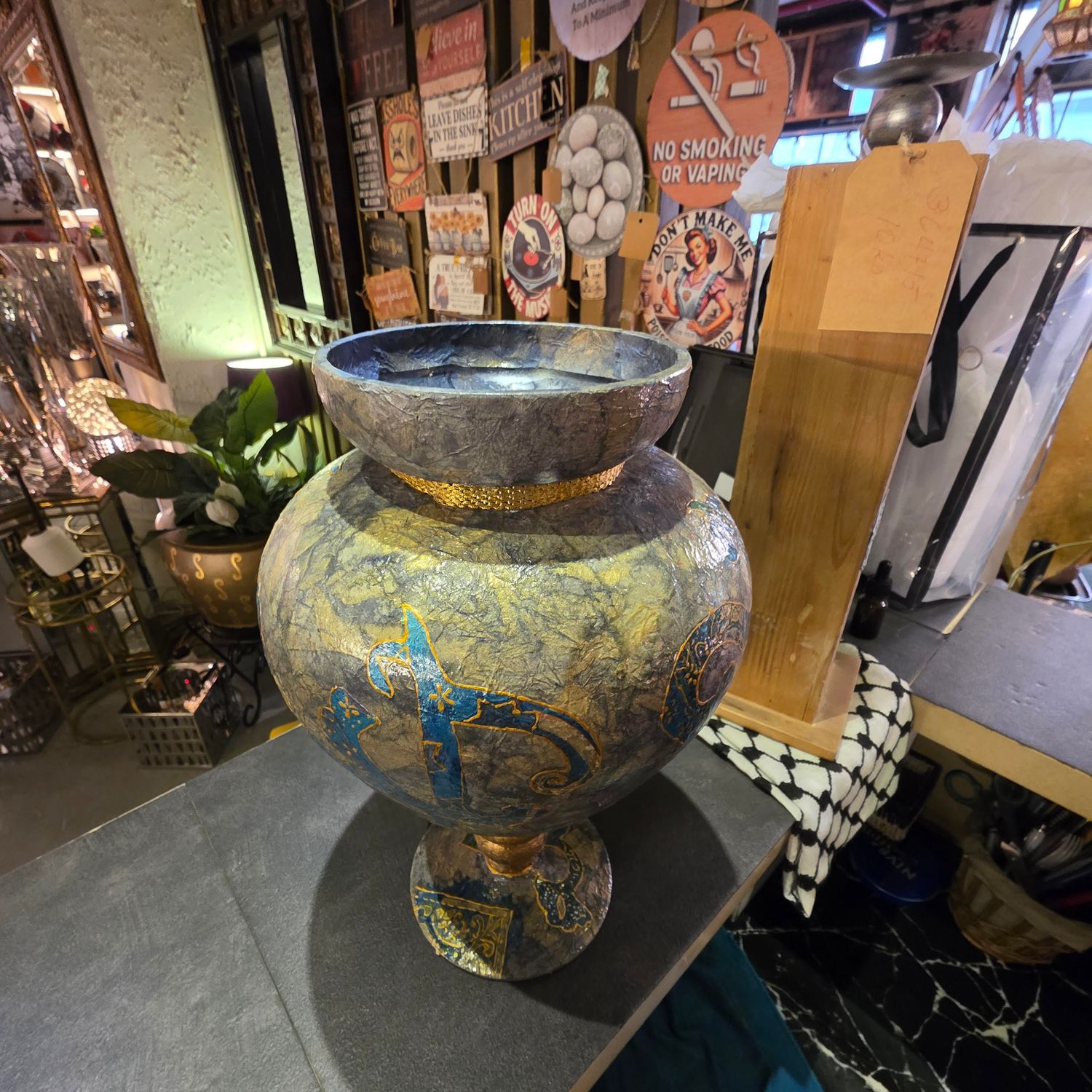 HANDCRAFTED VASE POTICHE WITH AGED APPEARANCE