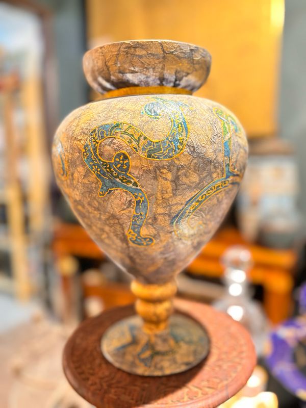 HANDCRAFTED VASE POTICHE WITH AGED APPEARANCE