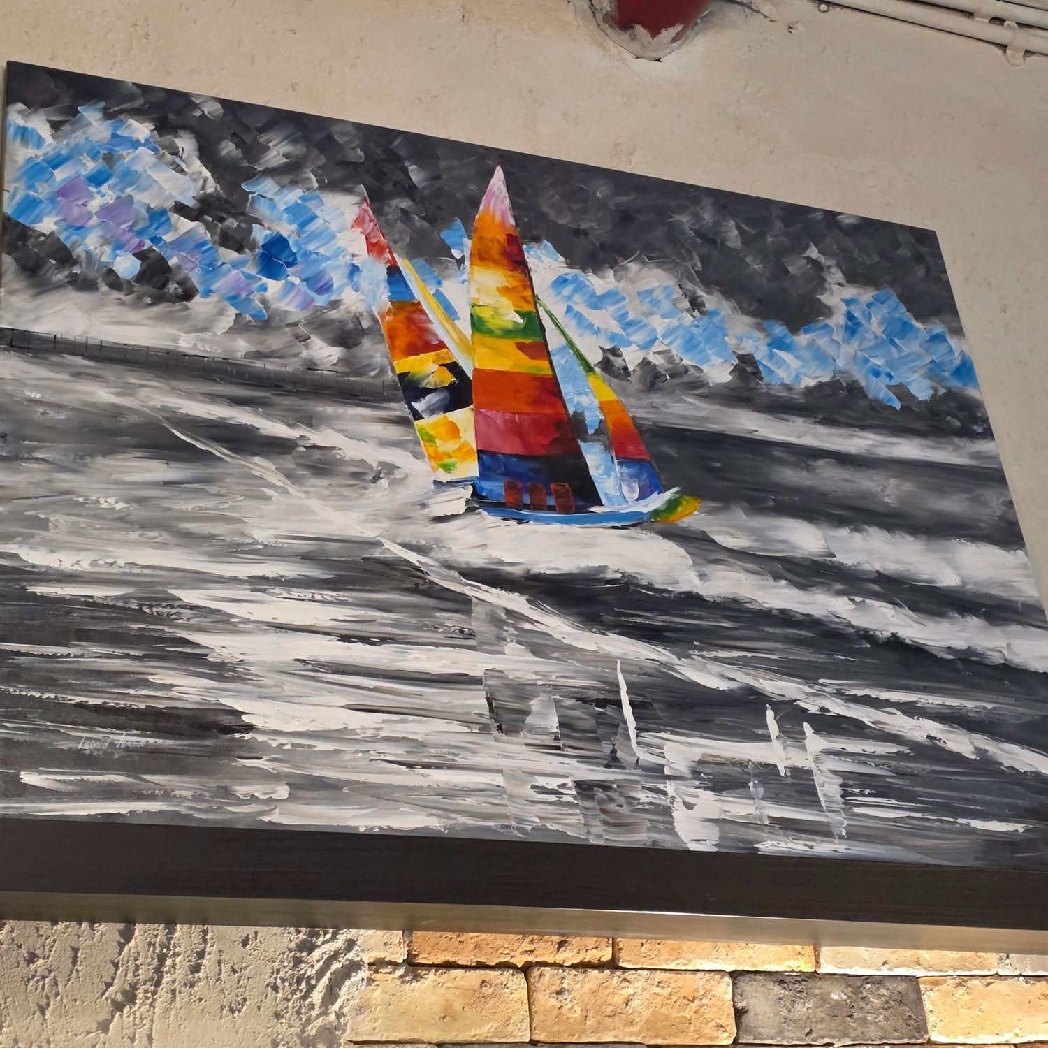 SHORE OF COLORS OIL PAINTING FRAMED