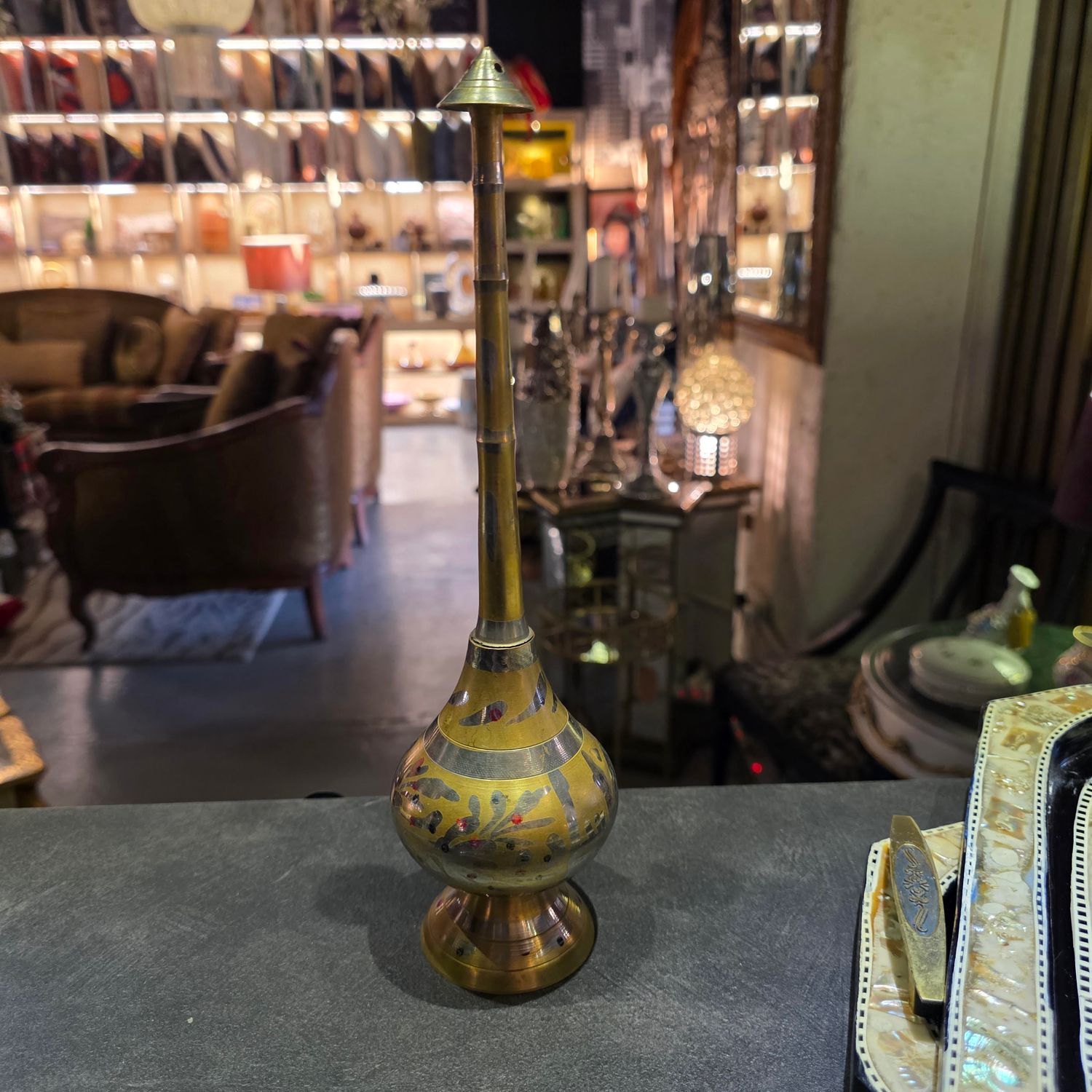 TRADITIONAL BRASS ROSE WATER SPRINKLER GULAB PASH