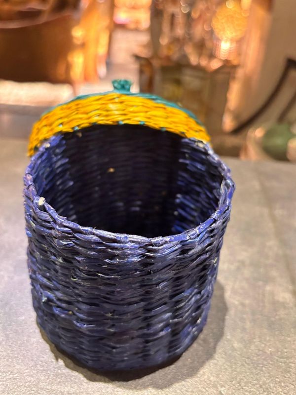 HANDWOVEN STORAGE BASKET WITH A LID