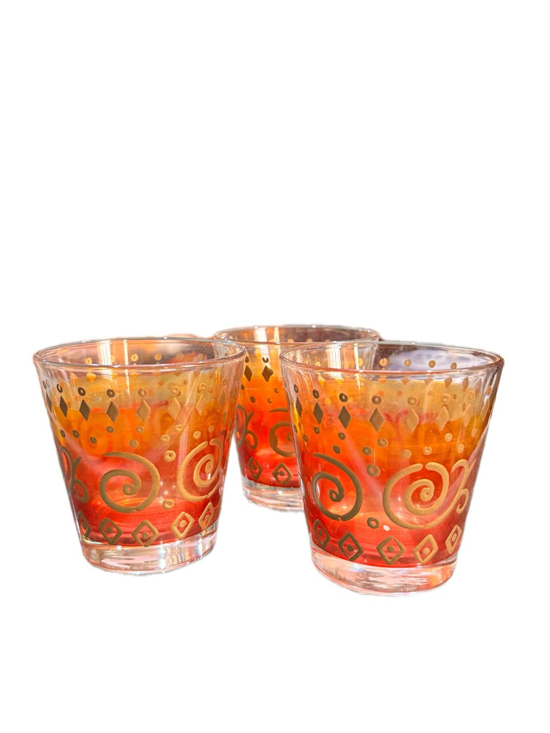 VINTAGE CERVED HAND PAINTED WATER GLASS
