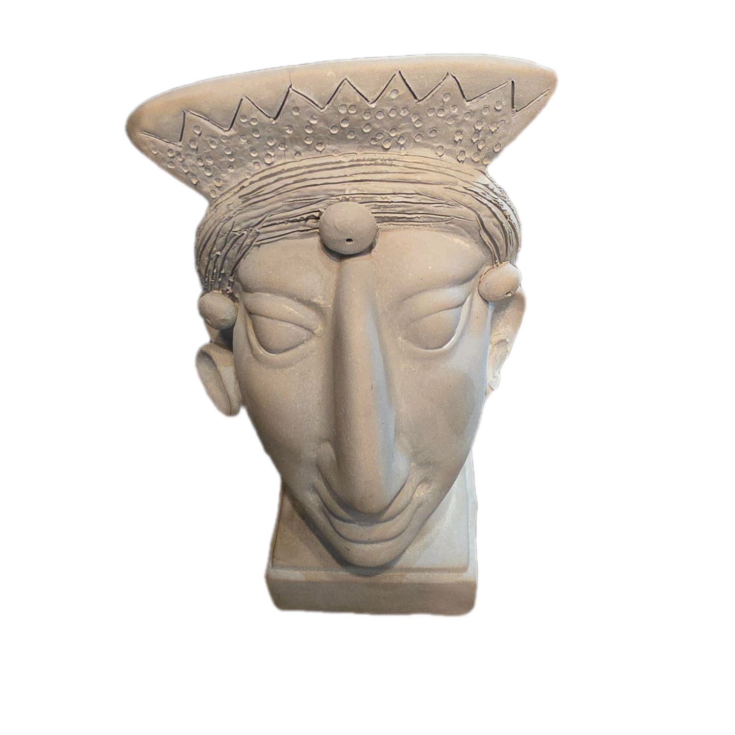 LIMESTONE SCULPTURE HEAD INSPIRED BY ANCIENT CYPRIOT OR MODIGLIANI STYLE