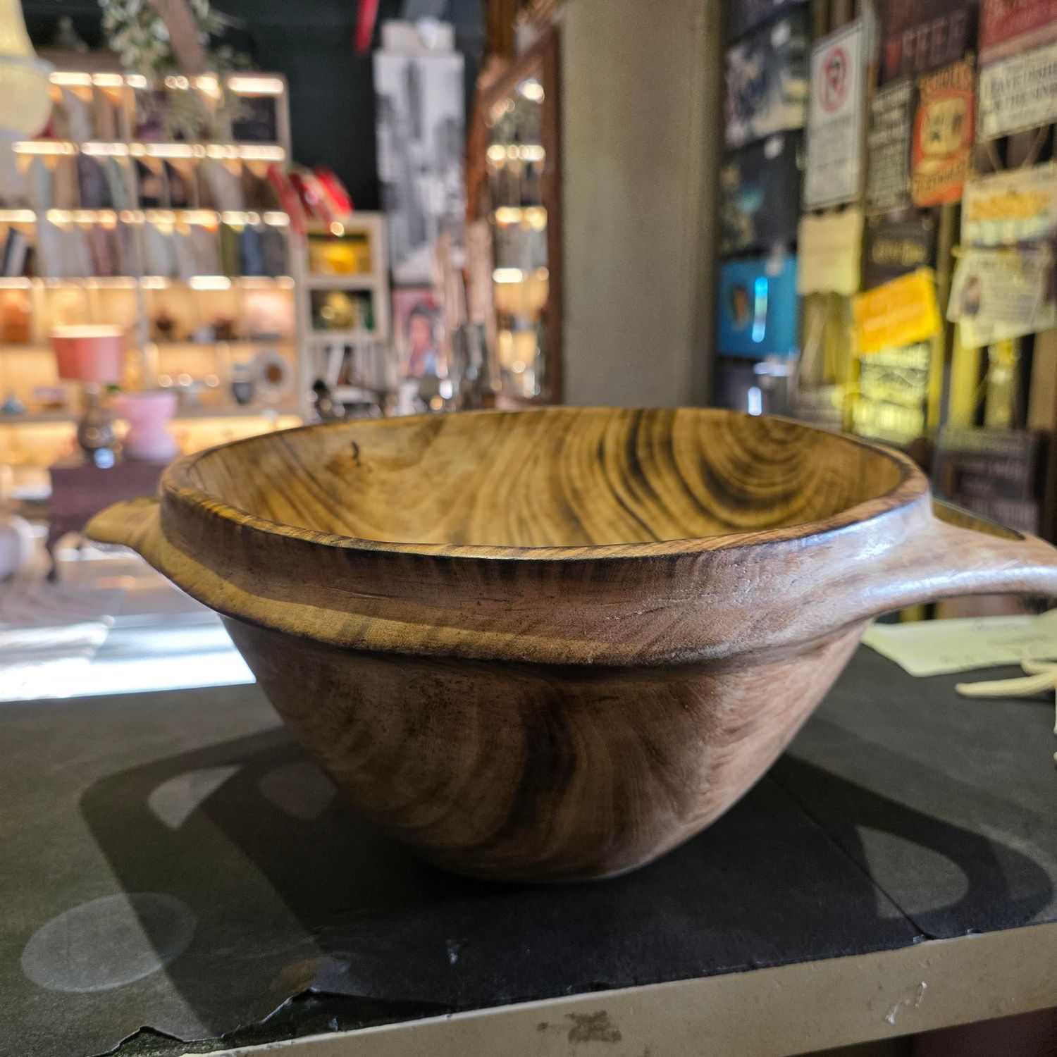 HAND CARVED SOLID TEAKWOOD SERVING BOWL MID CENTURY PERIOD