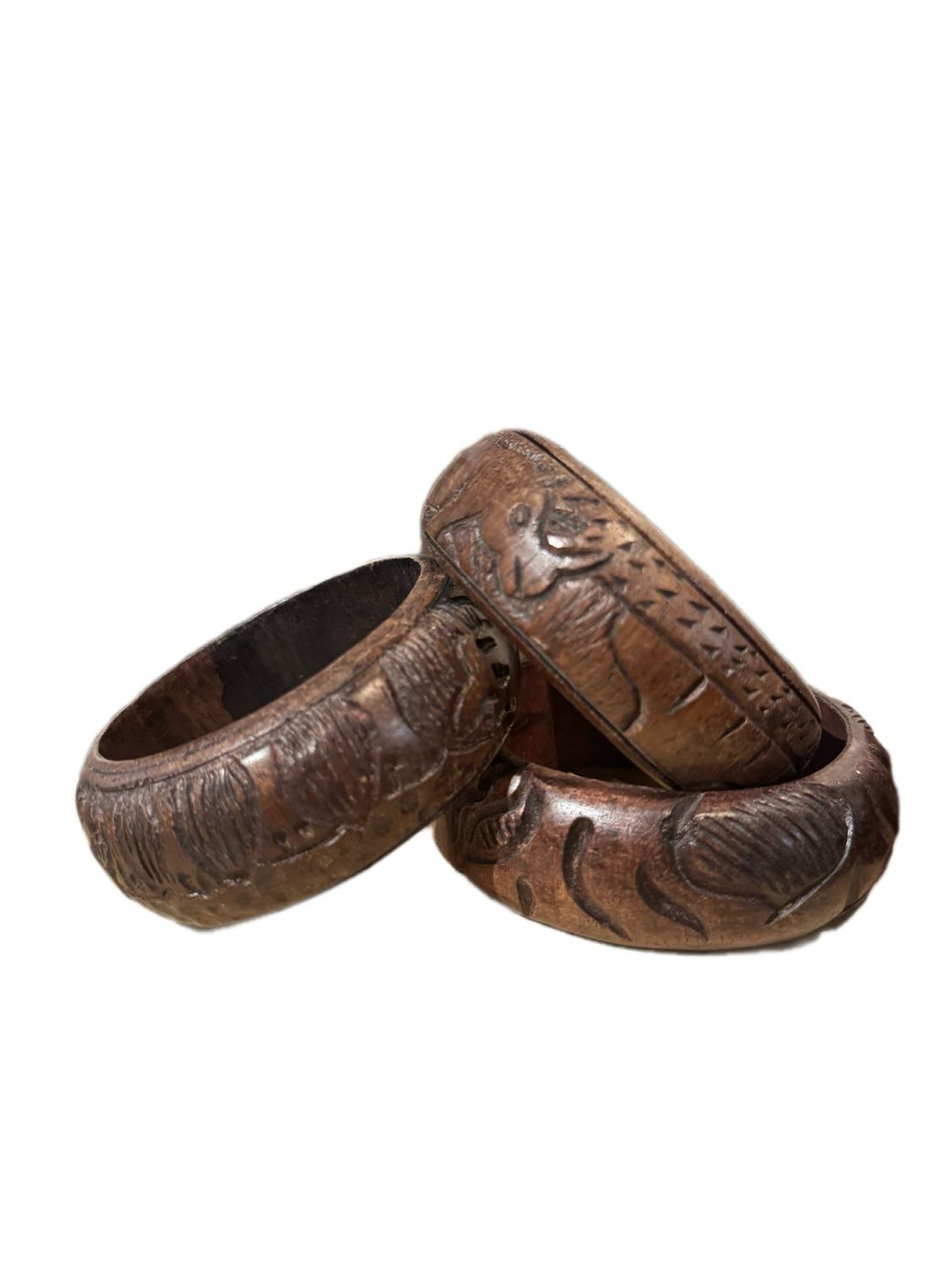 HAND CARVED WOOD BANGLE BRACELT
