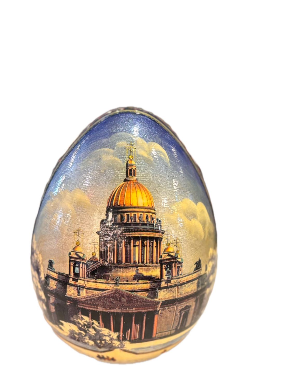 HANDPAINTED DECORATIVE EGG LIKELY SOUVENIR ITEM FROM RUSSIA