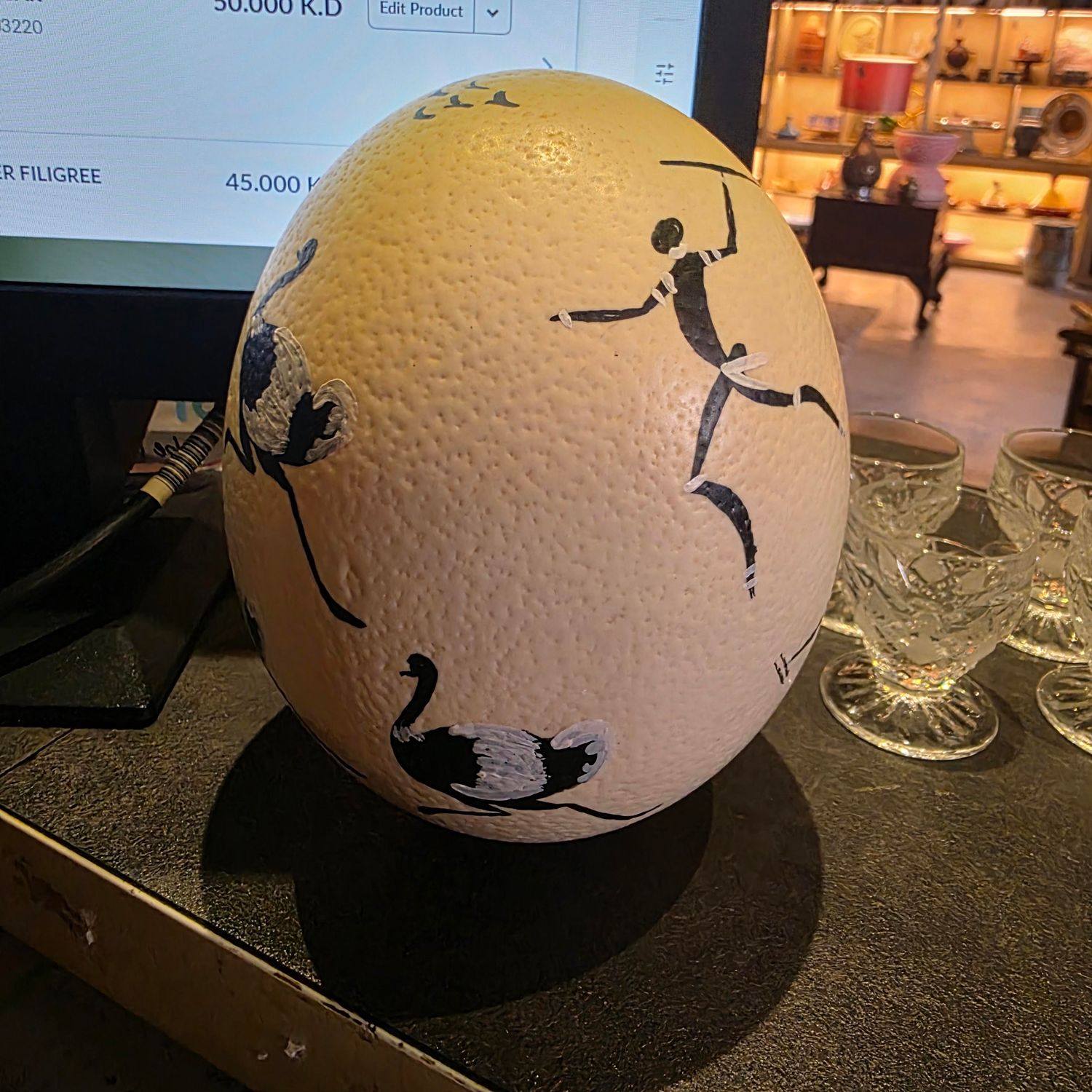 HAND PAINTED OSTRICH EGG DECOR