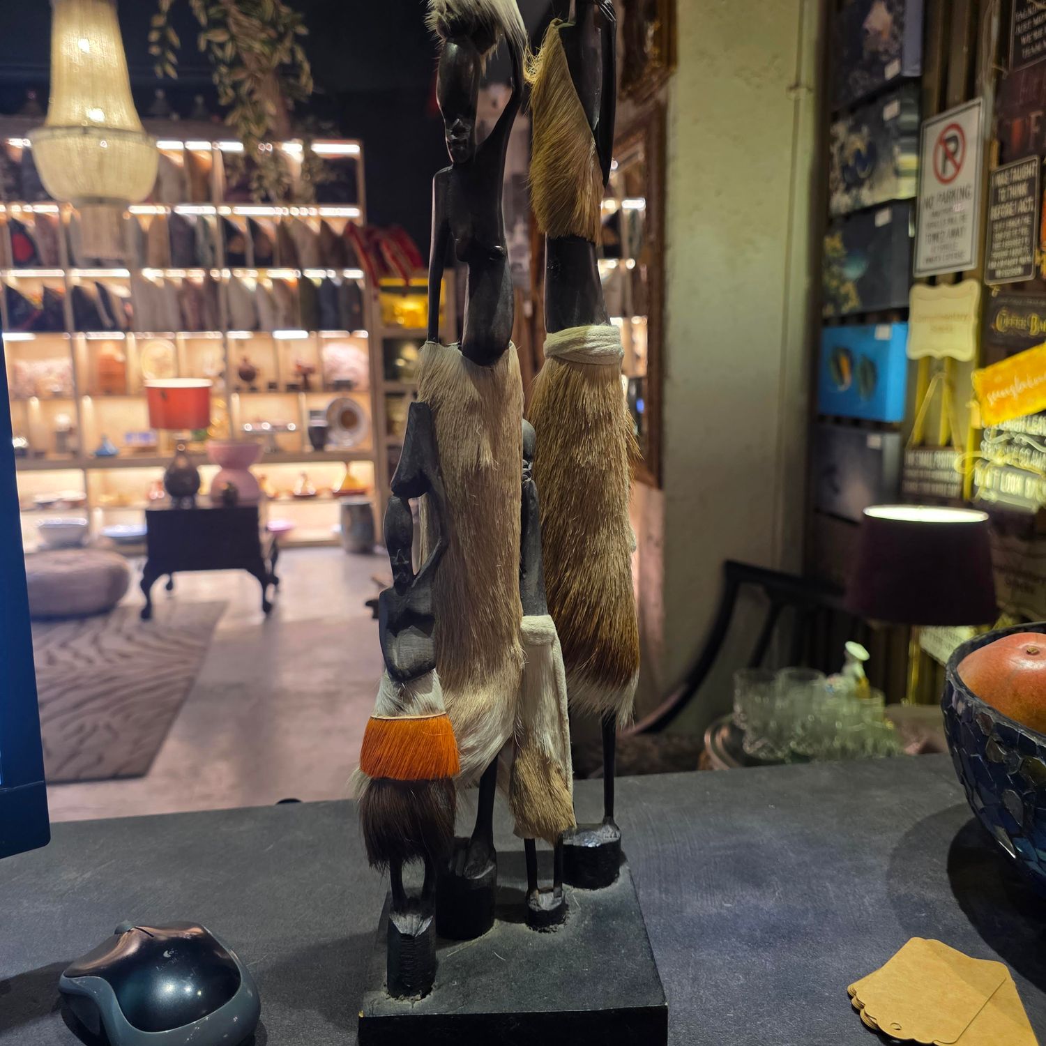 VINTAGE HANDCARVED AFRICAN TRIBAL WOODEN WARRIOR FIGURINES