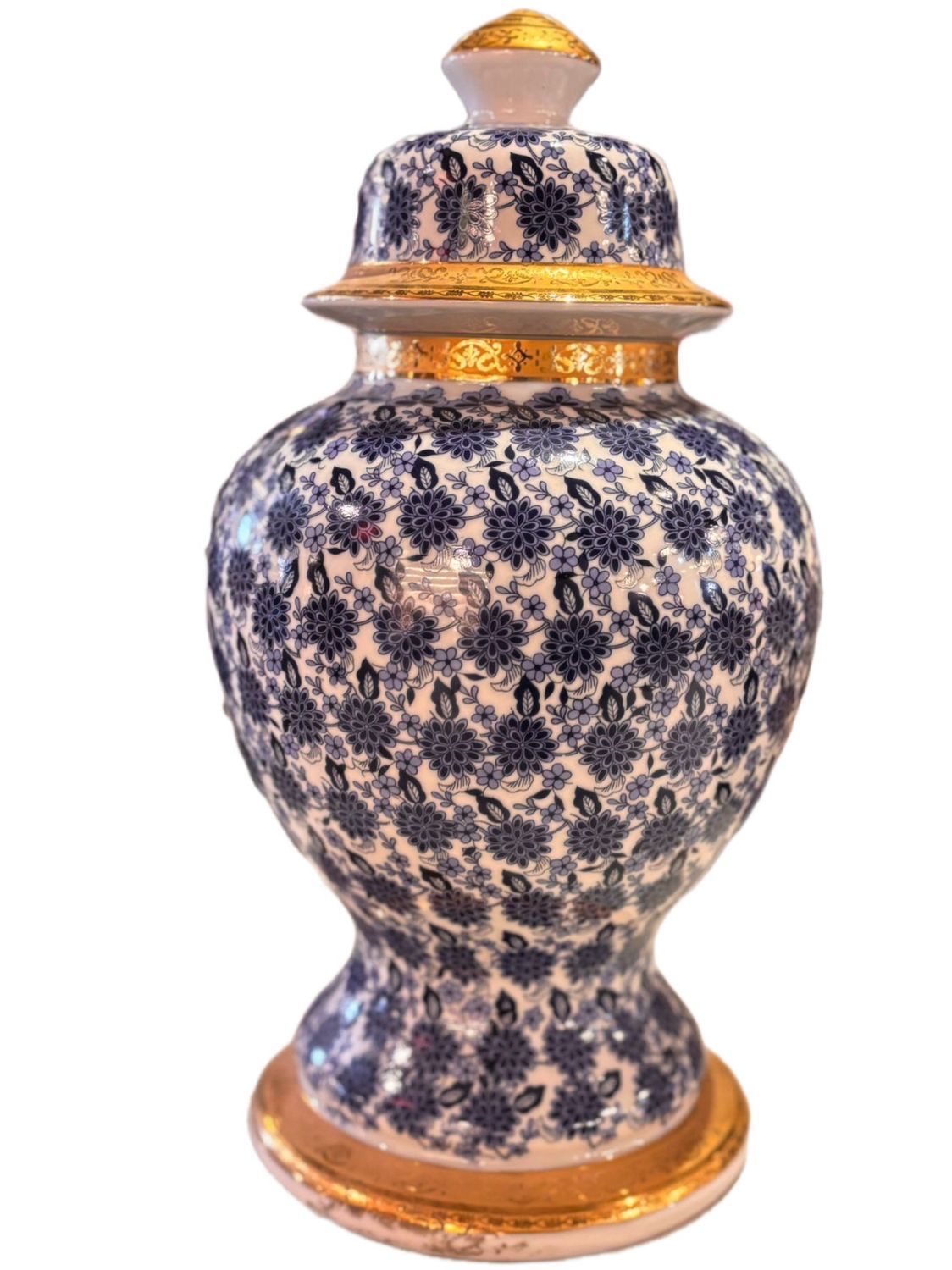 BLUE AND WHITE TEMPLE  JAR