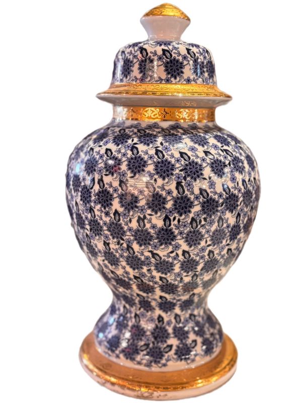 BLUE AND WHITE TEMPLE  JAR