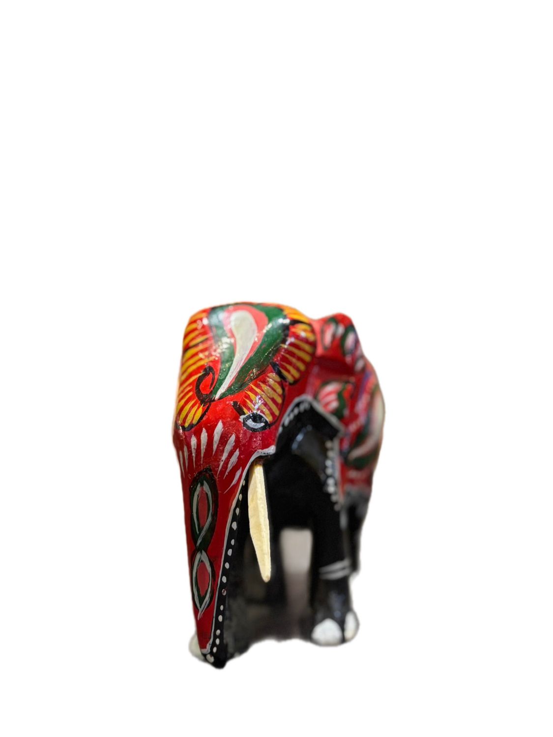 HANDCARVED PAINTED WOODEN COLORFUL ELEPHANT FIGURINE