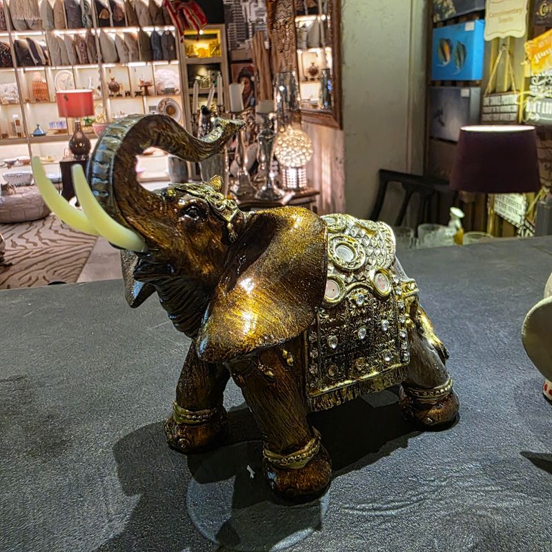 ELEPHANT STATUE WITH CRYTAL BEADS