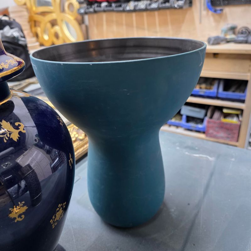 RINA MENARDI BOUQUET VASE IN A MATTE TEAL GREEN GLAZE