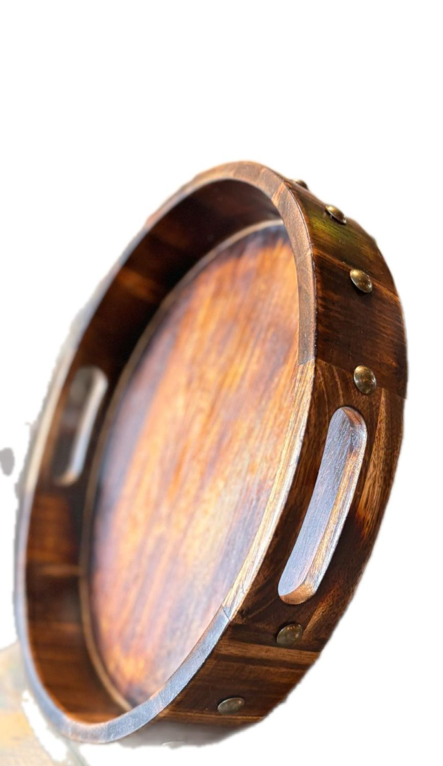 ROUND WOODEN SERVING TRAY  ​