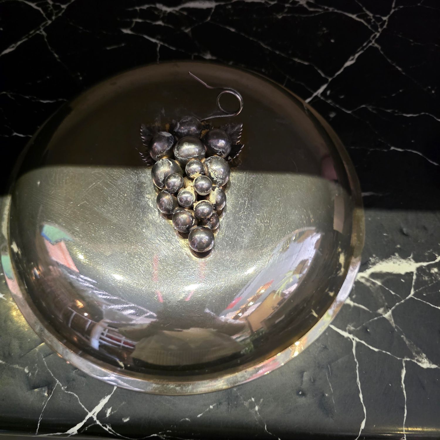 SILVER VINTAGE ANTIQUE SERVING CLOCHE OR LID