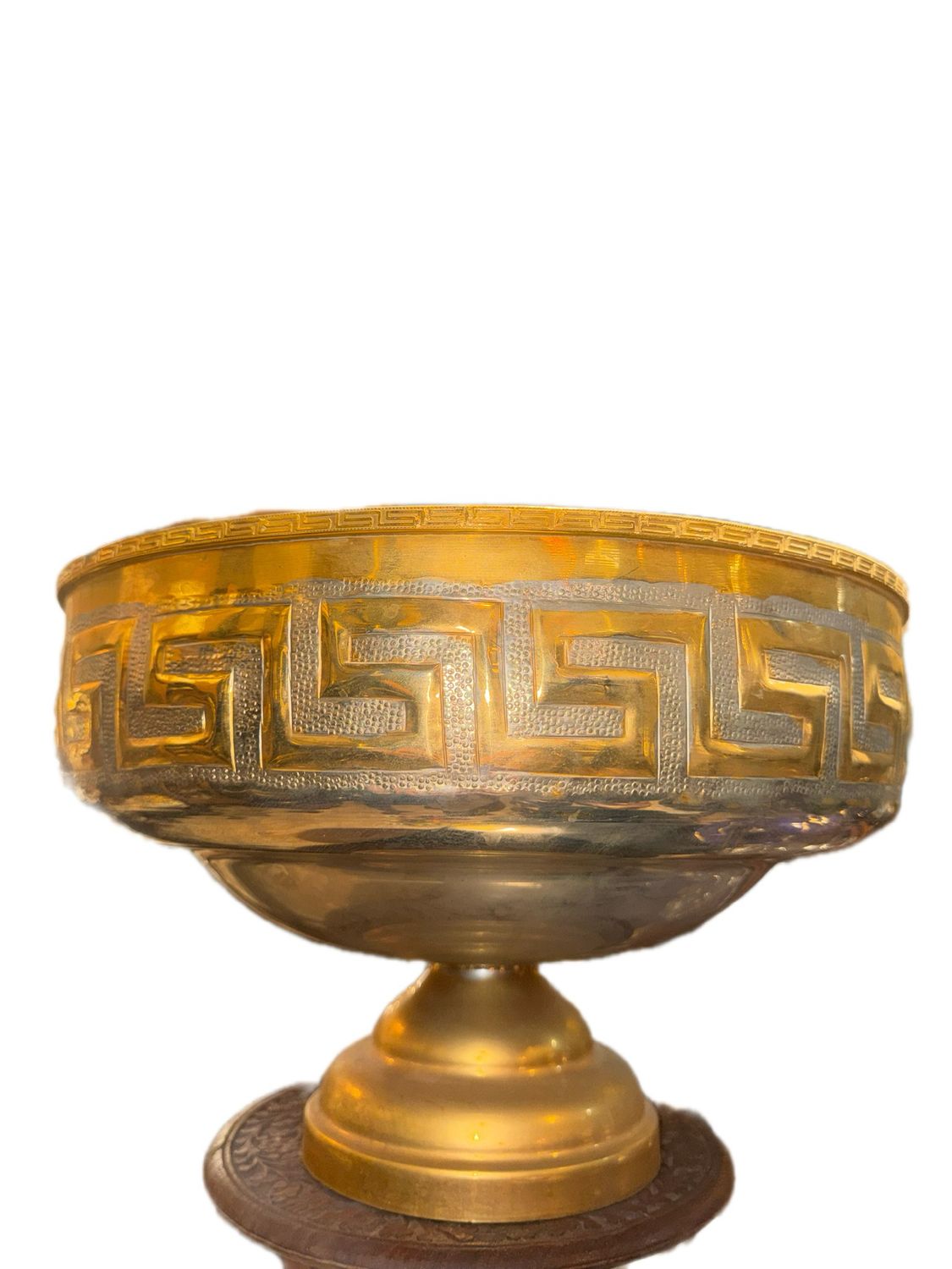 ELK HOME GREEKY KEY METAL CENTER PIECE BOWL WITH AN ANTIQUE BRASS FINISH