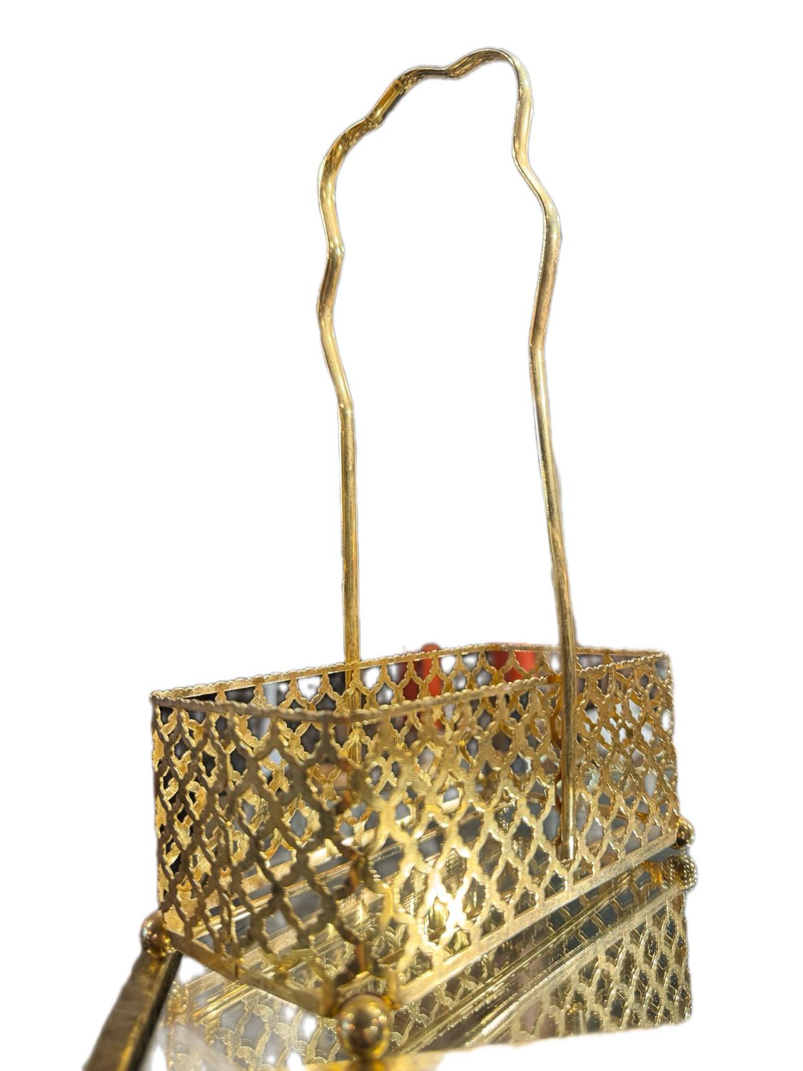 VINTAGE GOLD TONED METAL NAPKIN BASKET
