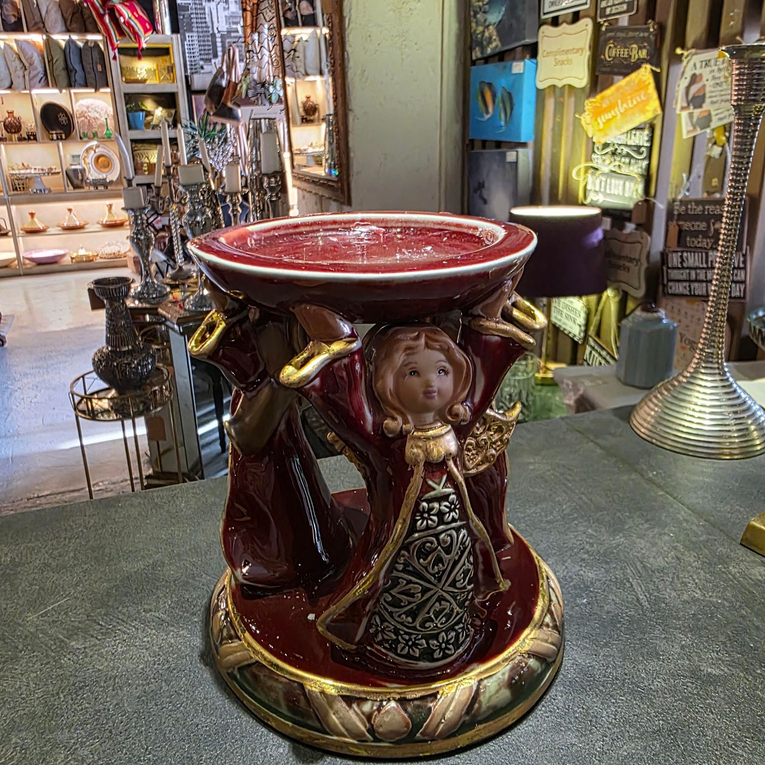 VINTAGE CERAMIC 3 ANGEL CANDLE HOLDER