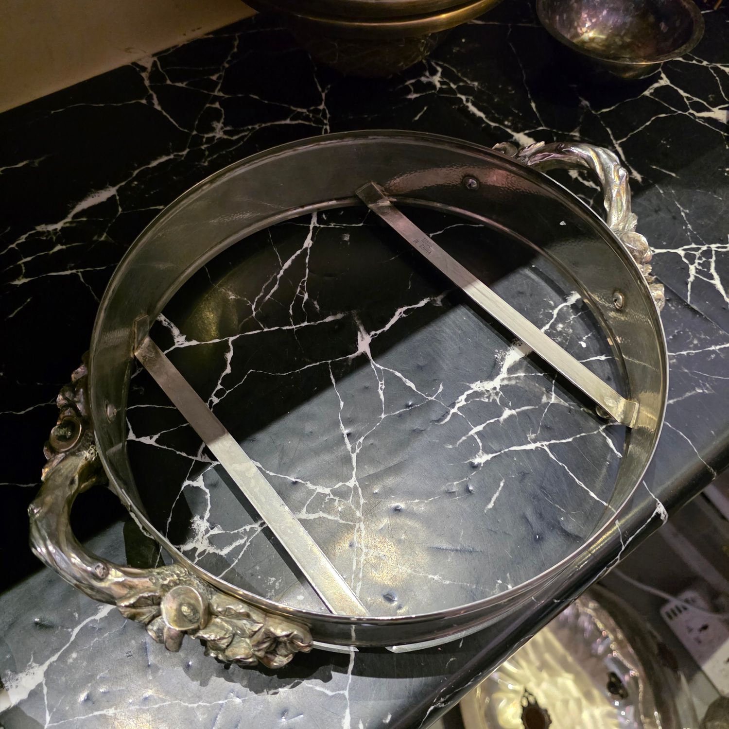 SILVER CHAFING DISH WITH HOLDER