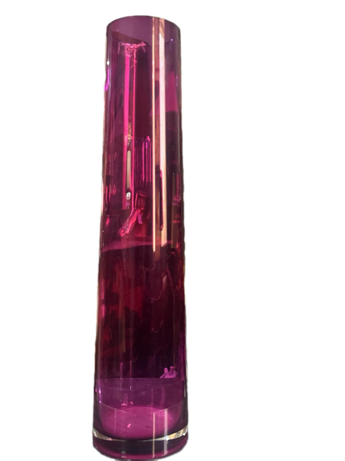 LALIQUE MURES TALL VASE PURPLE CRYSTAL