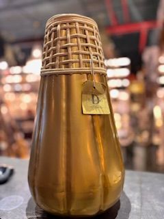 GOLD METALLIC RATTAN VASE