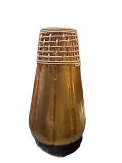 GOLD METALLIC RATTAN VASE