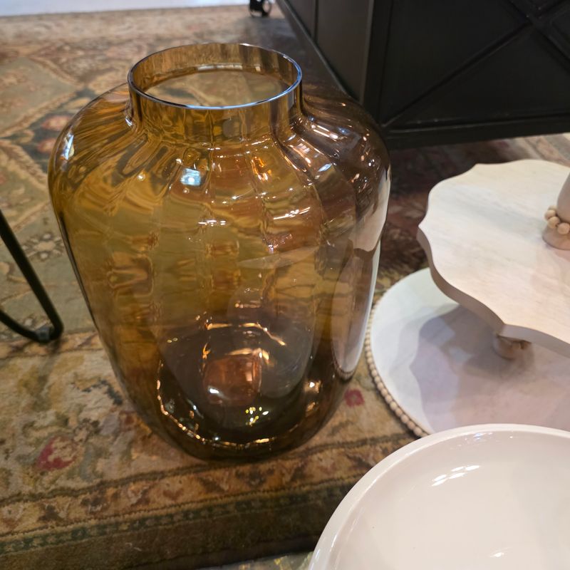 AMBER GLASS VASE HOME DECOR