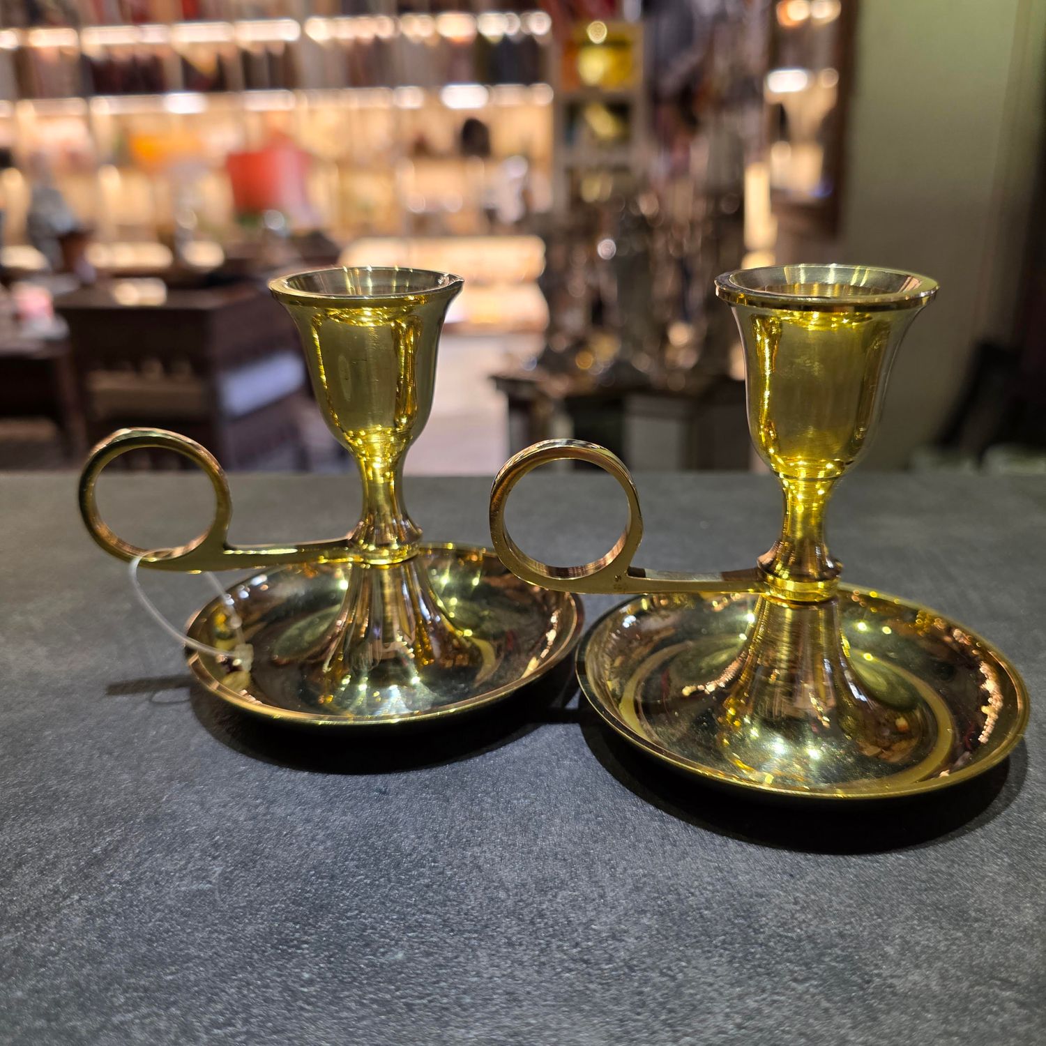 BRASS CHAMBERSTICK CANDLE HOLDER WITH CATCH DRIP