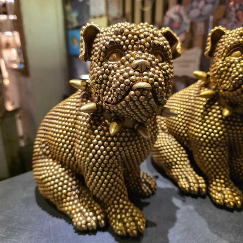 GOLD COLORED DOG FIGURINE COLLECTIBLE SCULPTURE