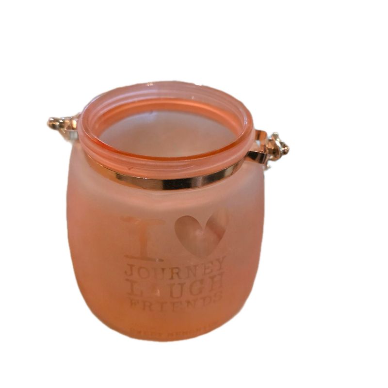 FROSTED PINK GLASS JAR