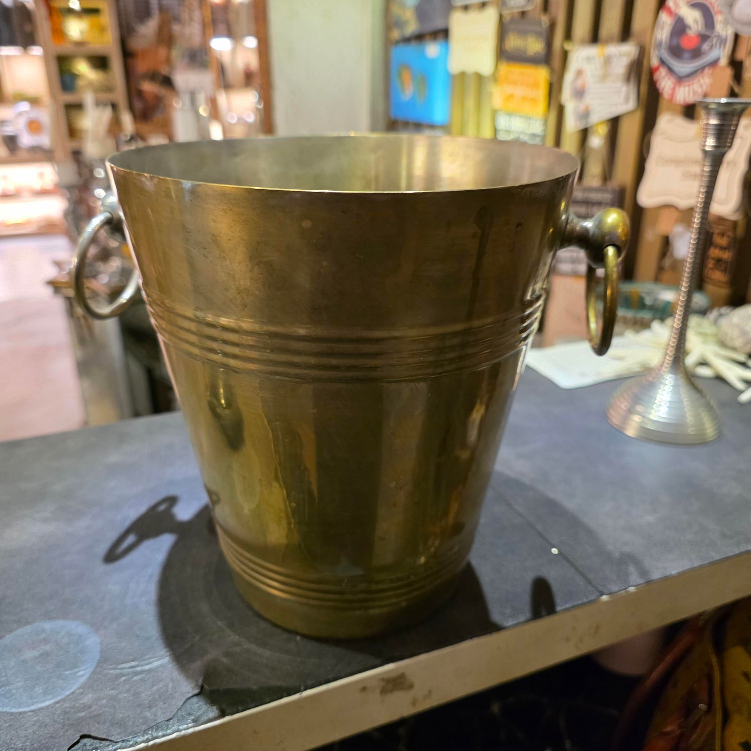 VINTAGE BRASS CHAMPAGNE COOLER MID CENTURY 20TH