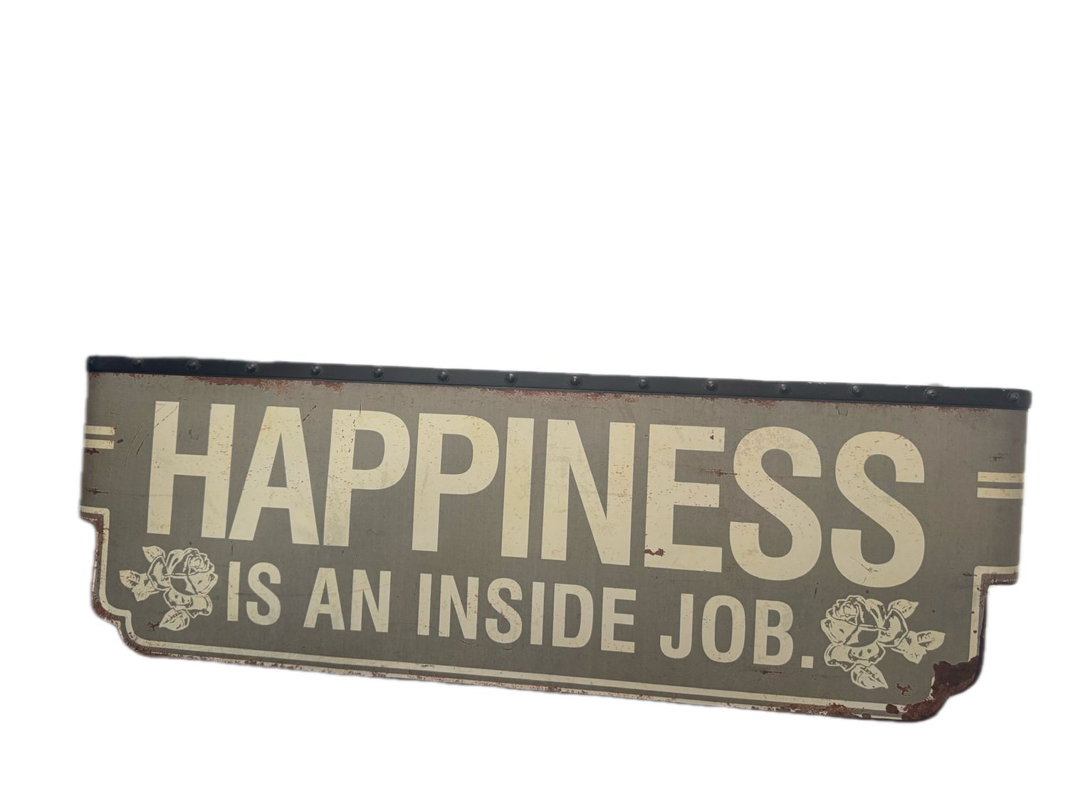 METAL WALL PLAQUE QUOTE HAPPINESS