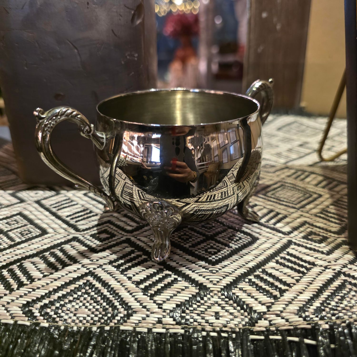 SILVER PLATED SUGAR BOWL DAMAGED