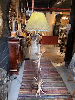 RUSTIC ELK AND MOOSE ANTLER FLOOR LAMP