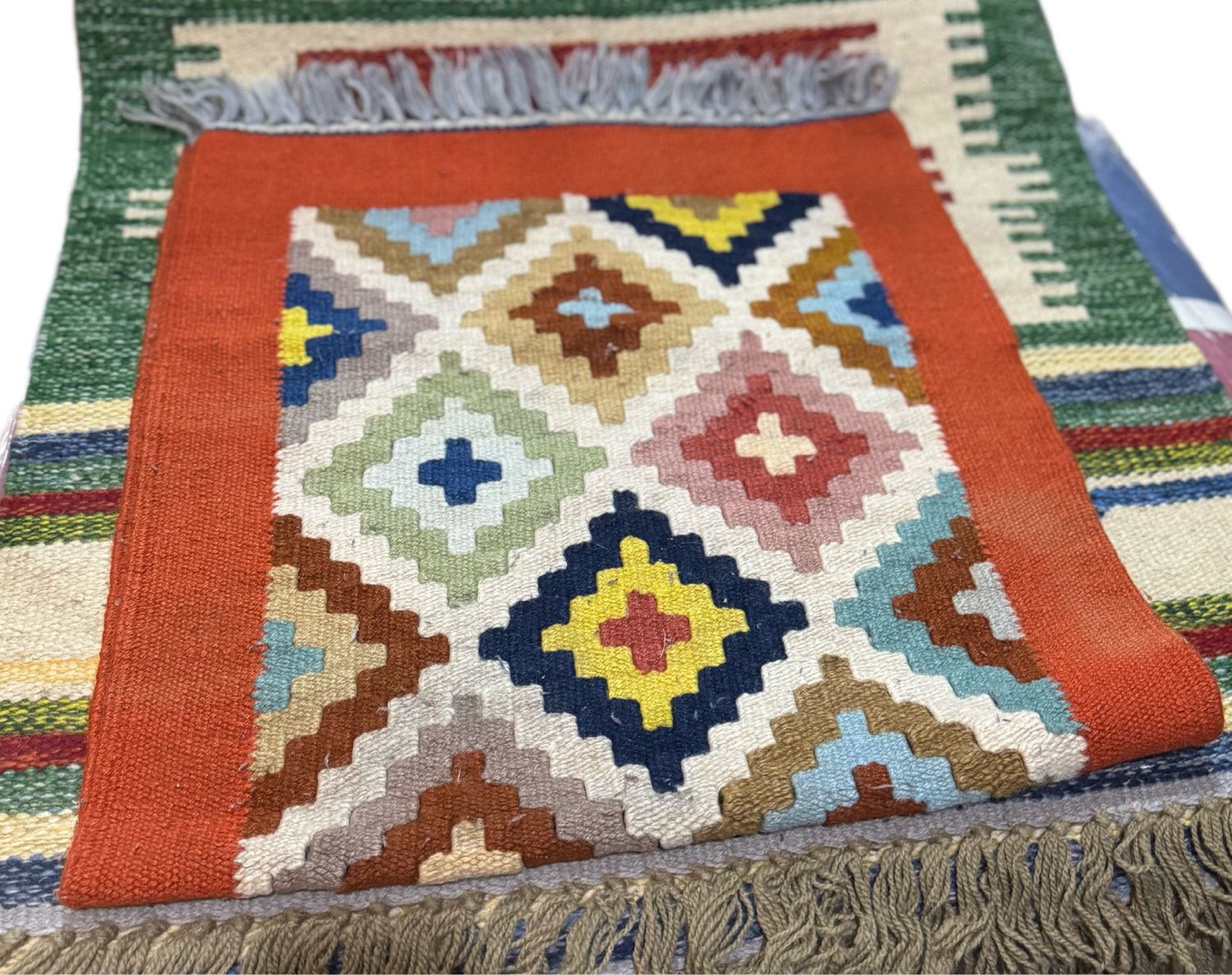 HANDWOVEN WOOLEN KILIM RUGS ORANGE COLOR