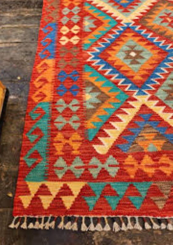 HAND WOVEN SMALL WOOLEN KILIM RUGS RED COLOR 138X66