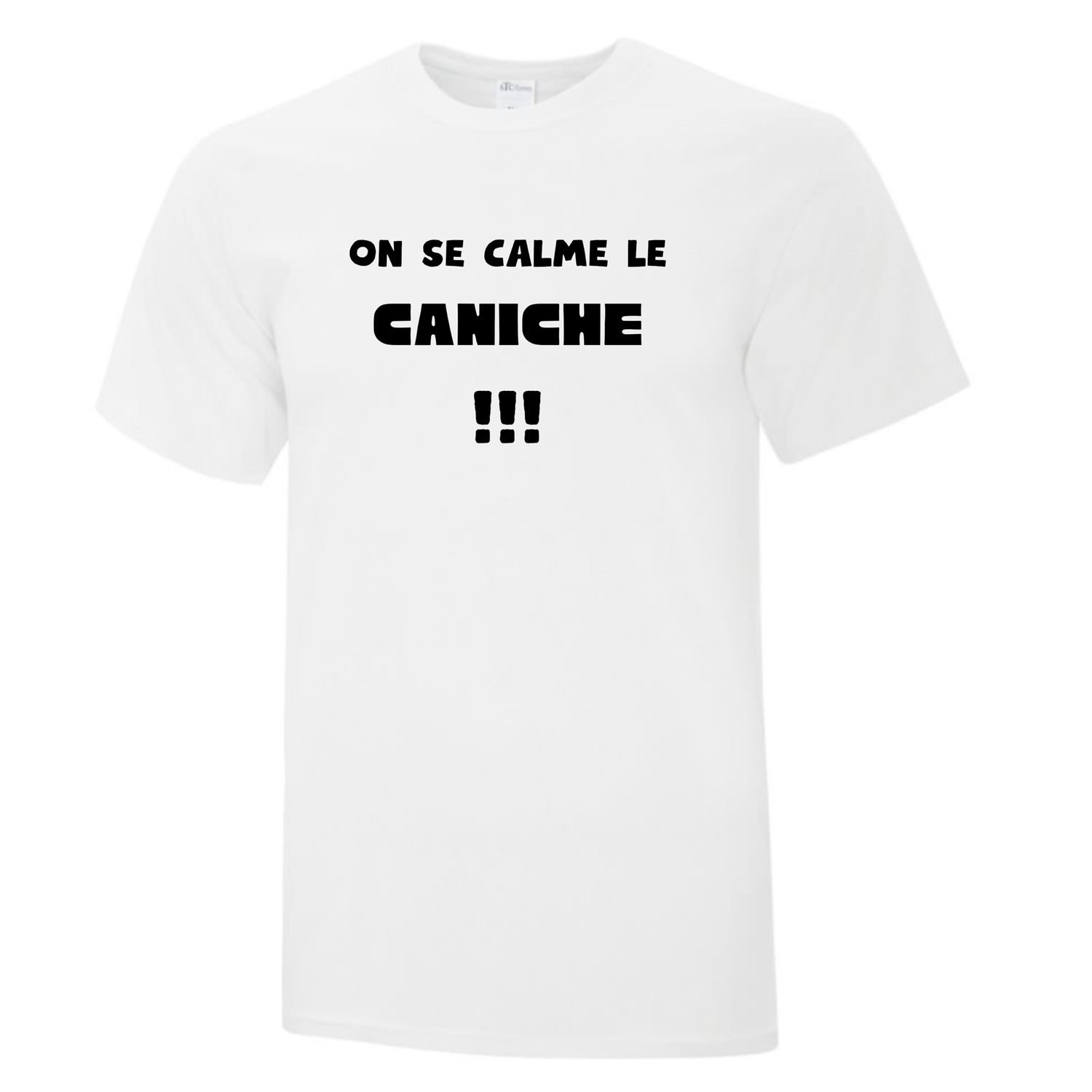 On se calme le Caniche, Couleur: Blanc, Type de T-Shirt: T-Shirt Enfant Cotton
