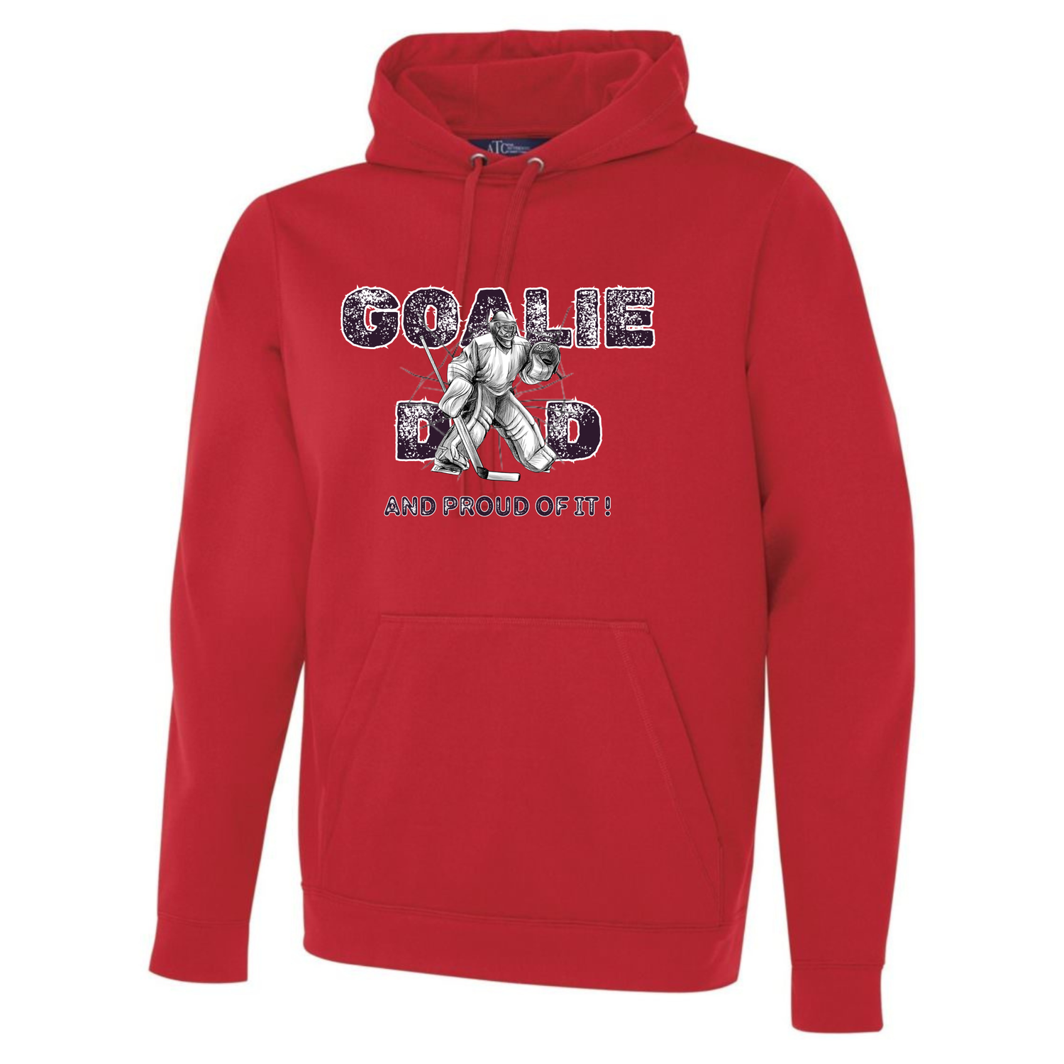 Goalie DAD, Couleur: Rouge, Type de T-Shirt: Hoodies Homme/Unisexe
