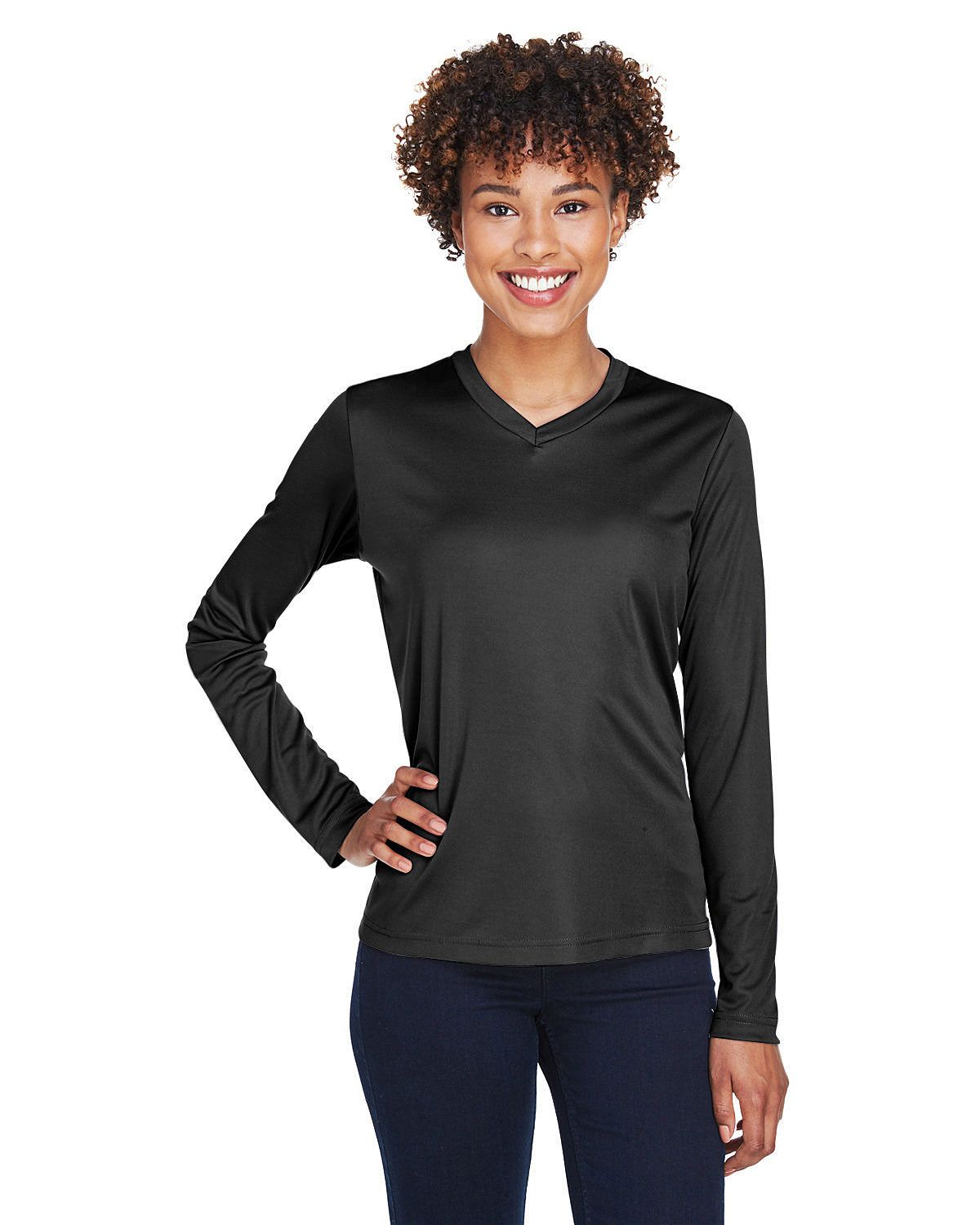 T-Shirt Femme Polyester, Couleur: Noir